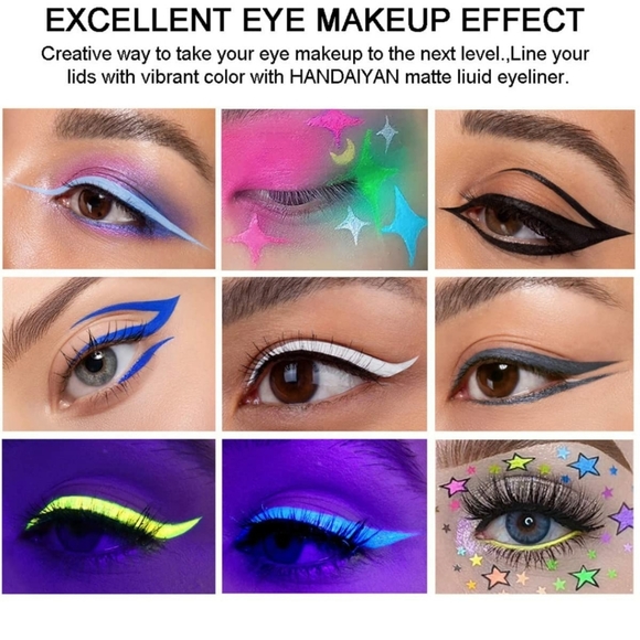 Set of 12 Vivid Bright Colored Liquid Eyeliner (UV reactive) - Picture 3 of 7